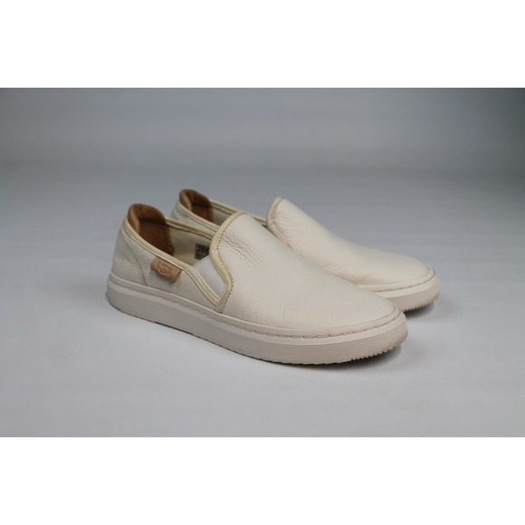 UGG Shoes - UGG Cahlvan Women's White Leather Comfort Slip-On Casual Shoes US 8